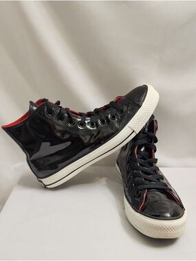 Converse CTAS Black Patent High-Top Sneakers (unisex M Size 8, W Size 10)